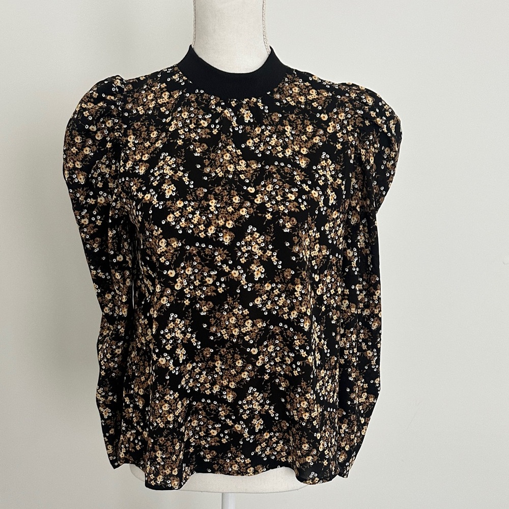 THML Black and Cream Floral Blouse